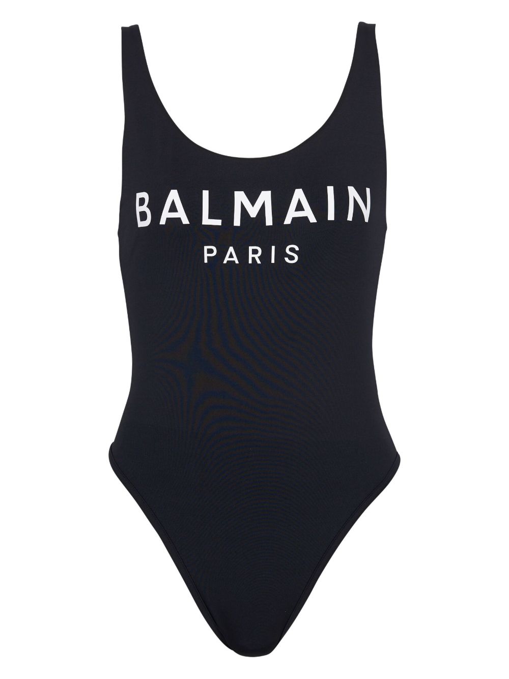 Balmain logo印花U形背连体泳衣 - 黑色