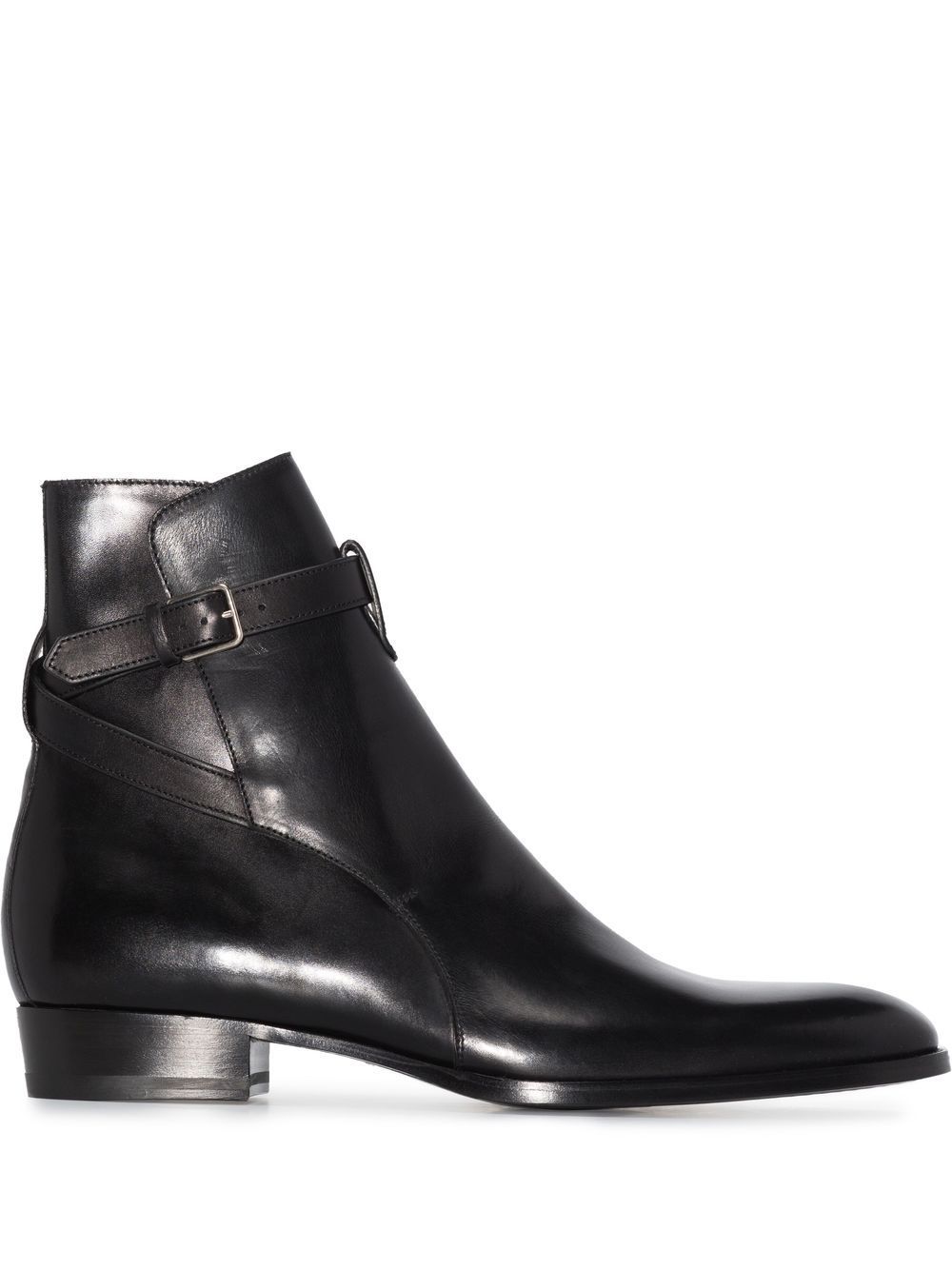 Saint Laurent 圣罗兰 Wyatt Jodhpur 皮质短靴 - 黑色