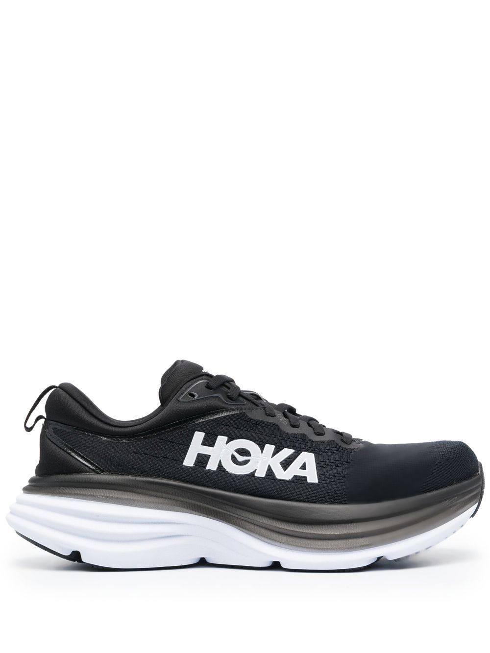 HOKA Bondi 8 logo印花系带运动鞋 - 黑色