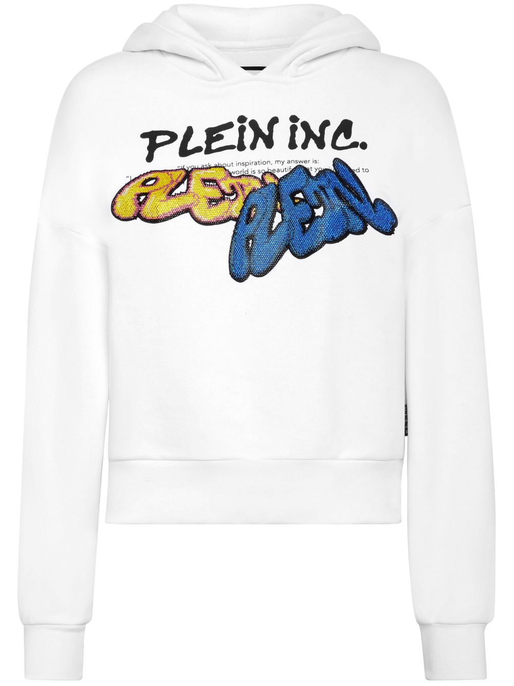 Philipp Plein Bombing Graffiti 印花长袖连帽衫 - 白色