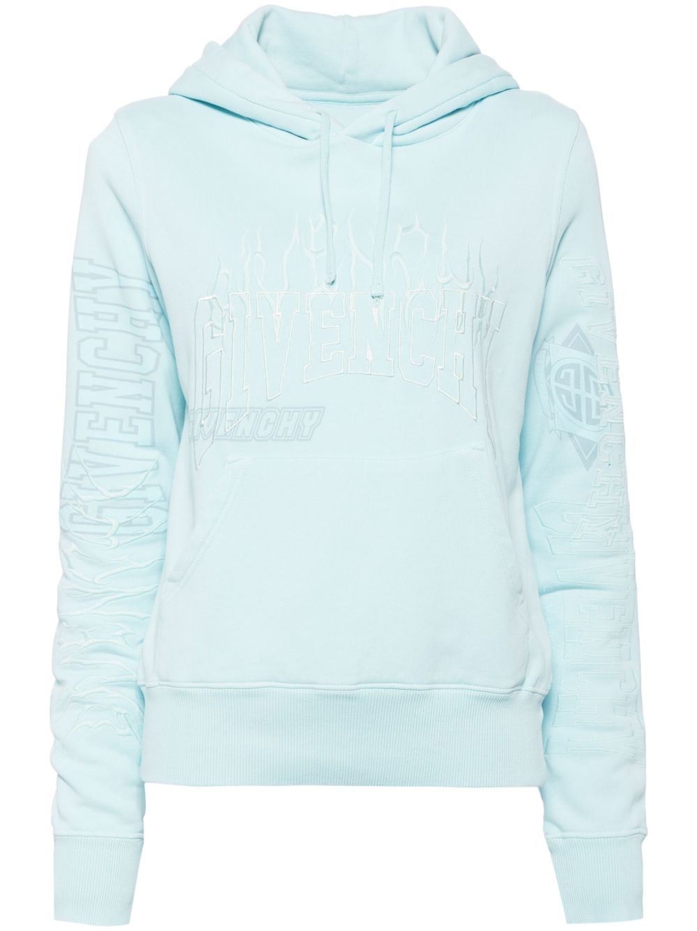 Givenchy logo刺绣连帽衫 - 蓝色