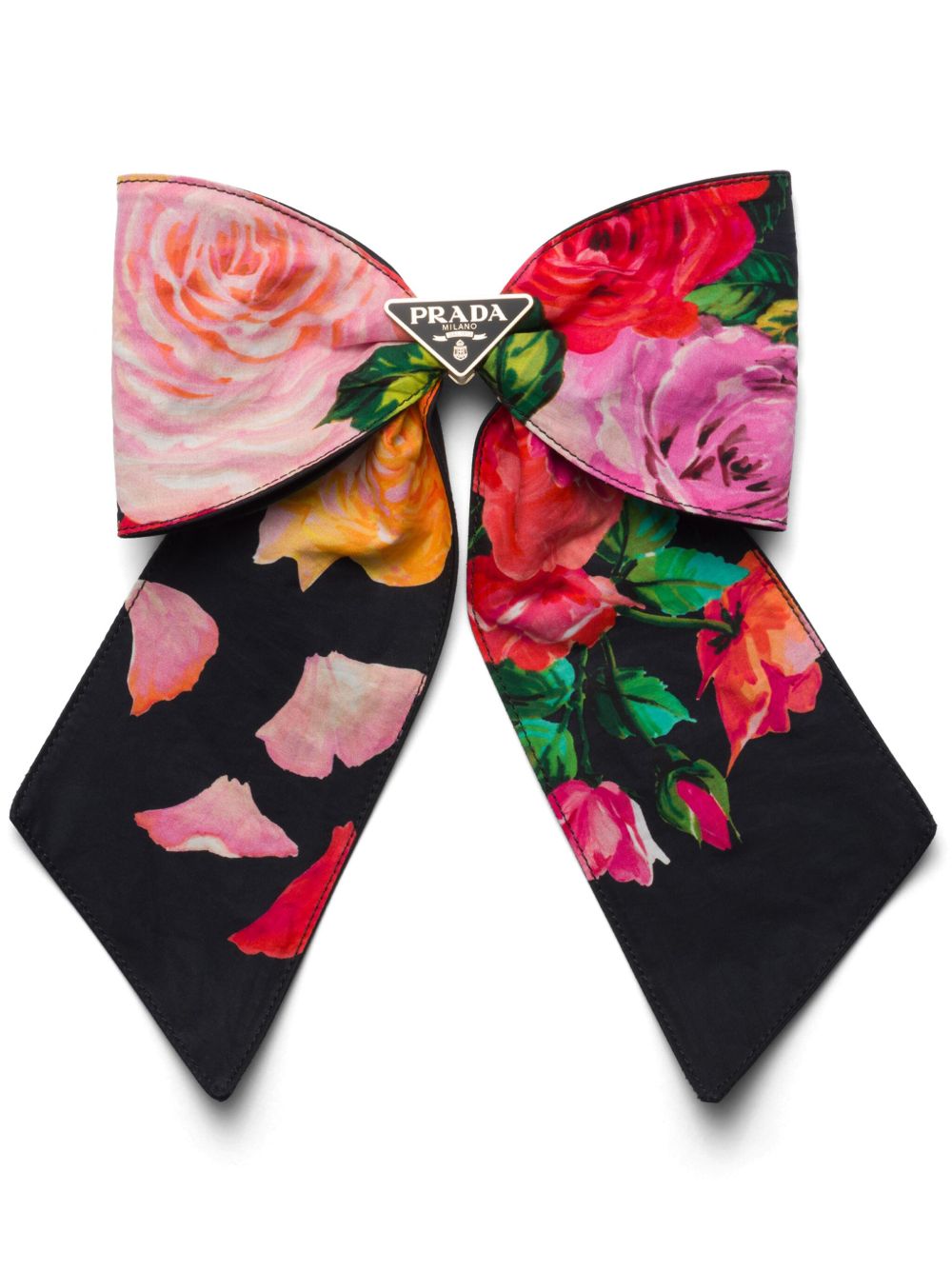 Prada logo贴花蝴蝶结发夹 - 黑色
