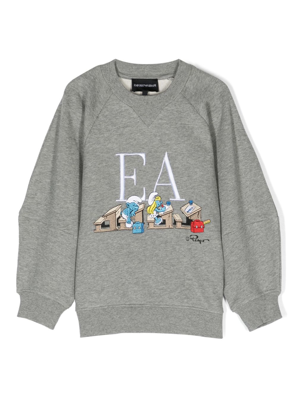 Emporio Armani Kids logo刺绣棉卫衣 - 灰色