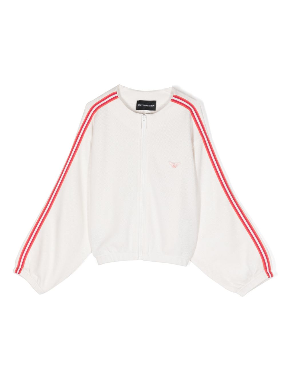 Emporio Armani Kids Eagle 贴花侧条纹夹克 - 白色