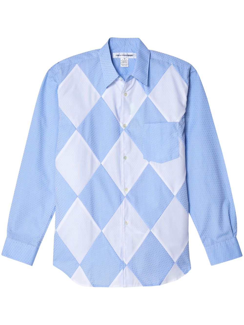 Comme Des Garçons Shirt 菱形图案棉衬衫 - 蓝色
