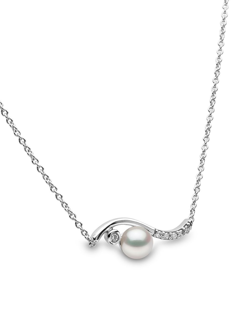 Yoko London Trend 18K白金淡水珍珠钻石项链 - 银色