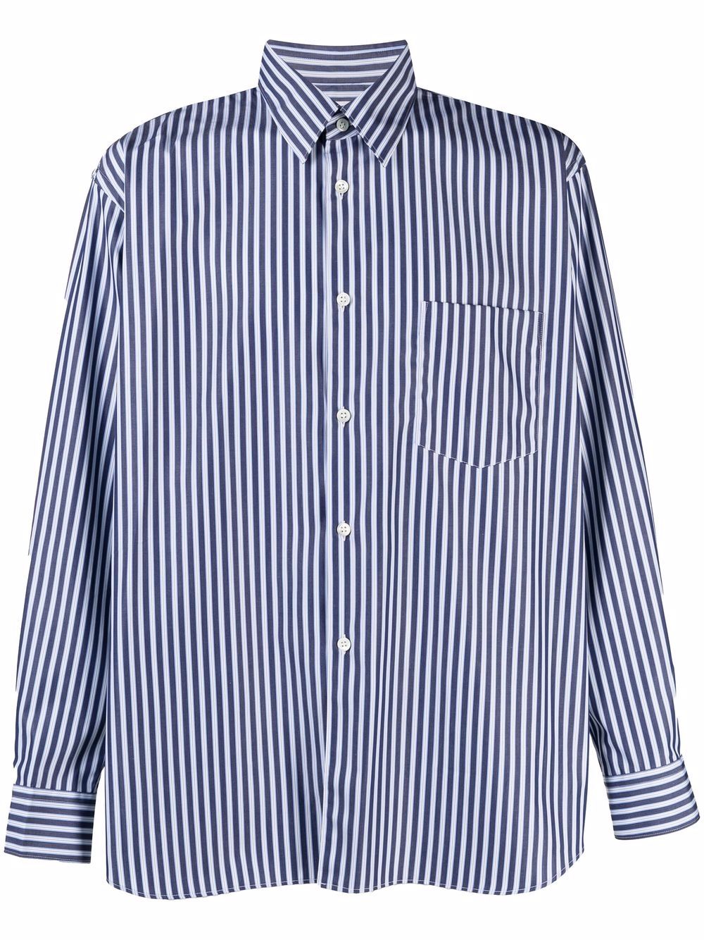 Comme Des Garçons Shirt 条纹排扣衬衫 - 蓝色