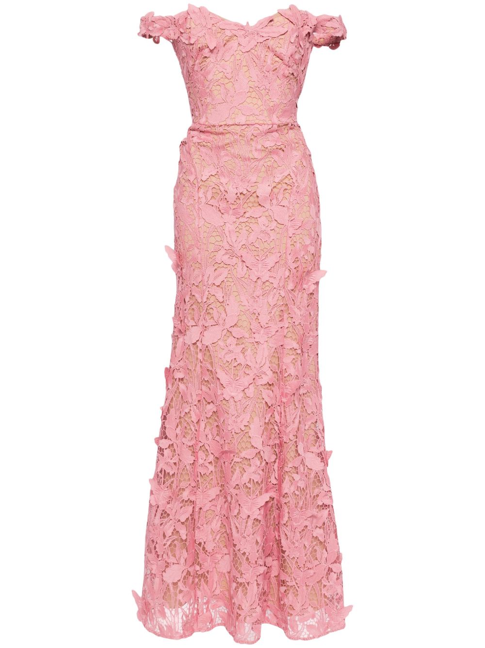 Marchesa Notte 蕾丝细节礼服 - 粉色