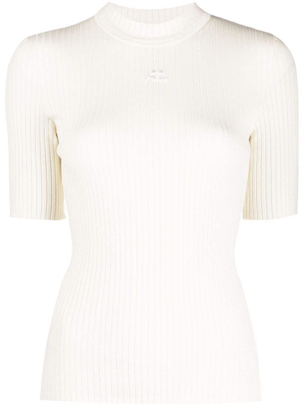 Courrèges logo印花罗纹针织毛衣 - 中性色