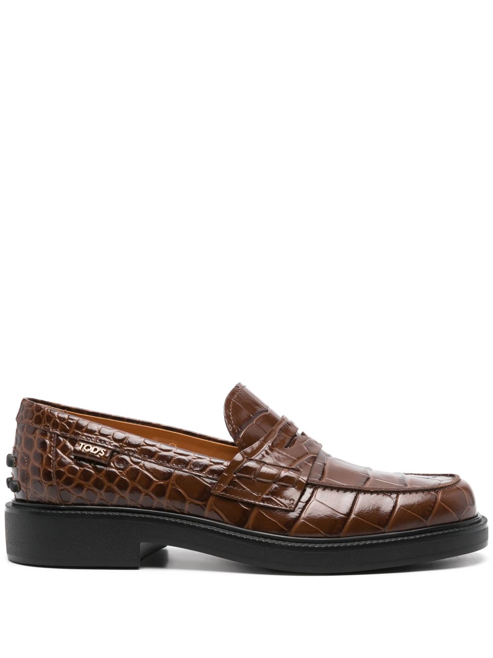 Tod's 仿鳄鱼纹乐福鞋 - 褐色
