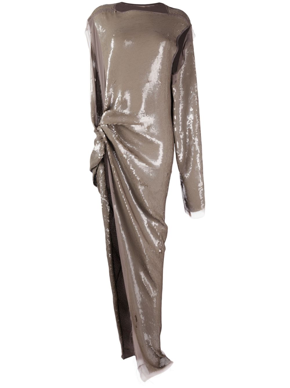 Rick Owens 亮片缀饰不对称连衣裙 - 灰色