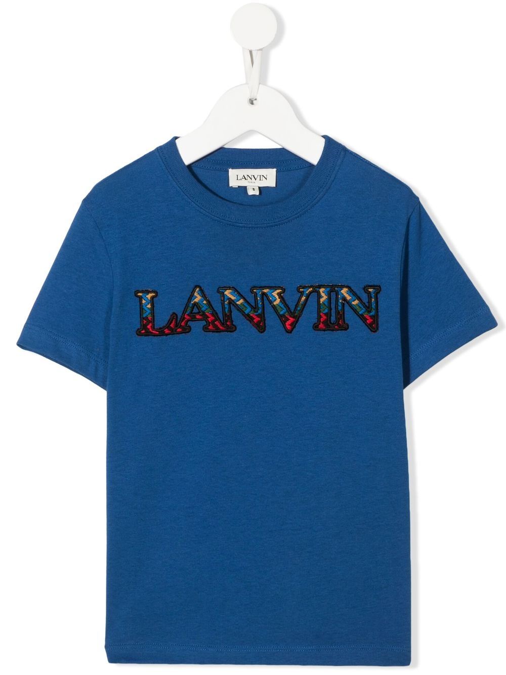 Lanvin Enfant logo刺绣细节T恤 - 蓝色