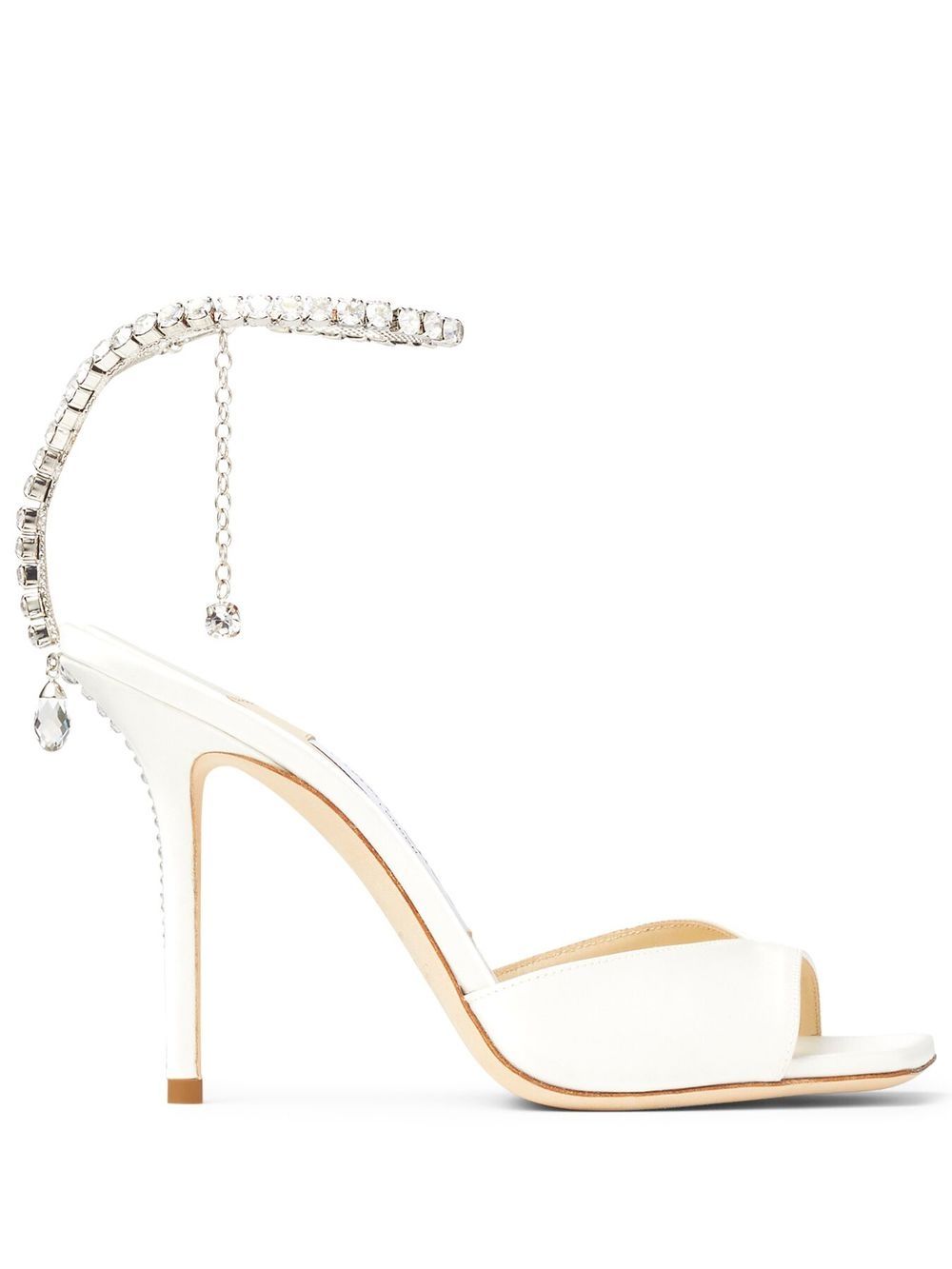 Jimmy Choo Saeda 晶饰袢带高跟凉鞋 - 白色