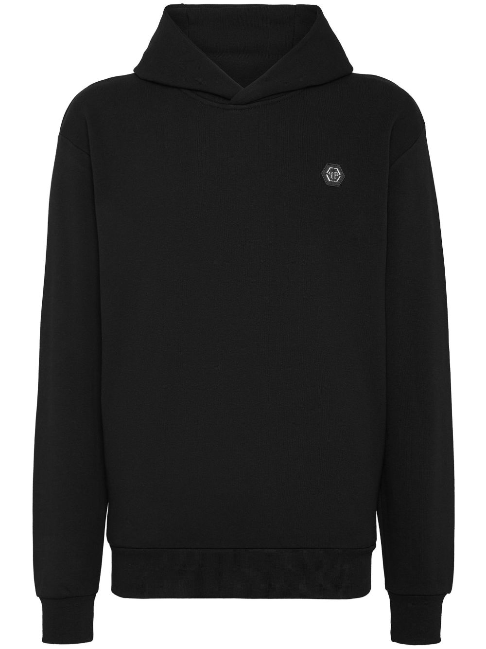 Philipp Plein Skull&Bones logo贴花连帽衫 - 黑色