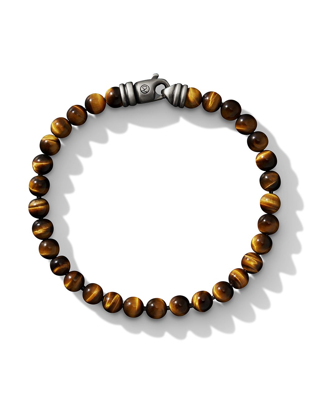David Yurman 纯银 Spiritual Beads 虎眼石手链 - 褐色