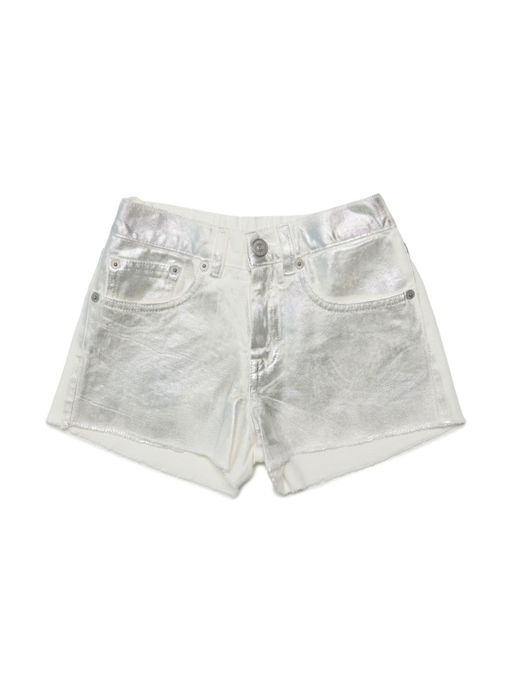 MM6 Maison Margiela Kids 涂层效果棉短裤 - 白色