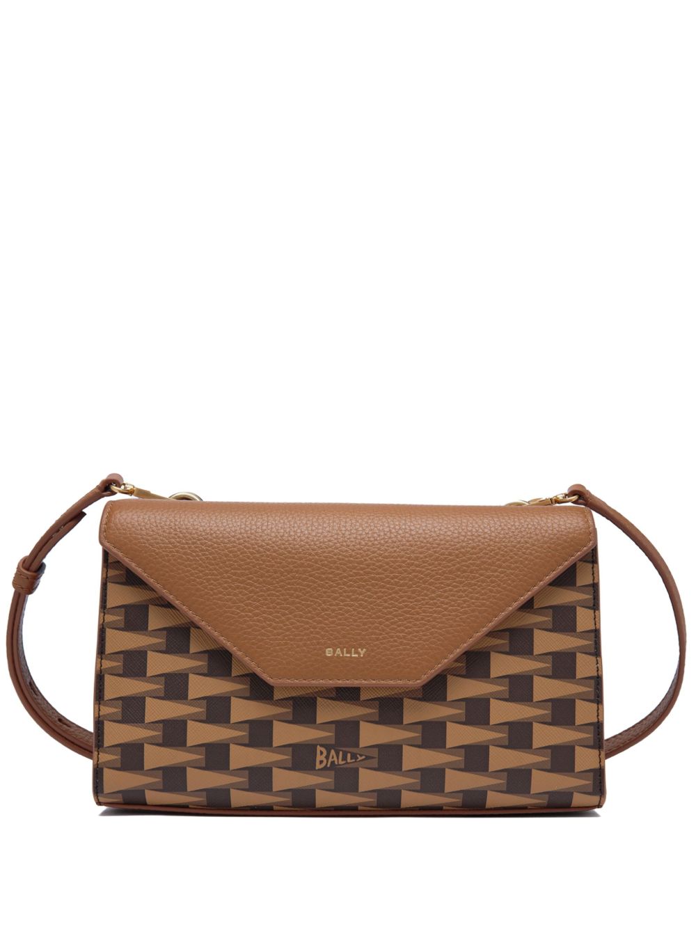 Bally Pennant 印花皮质斜挎包 - 褐色