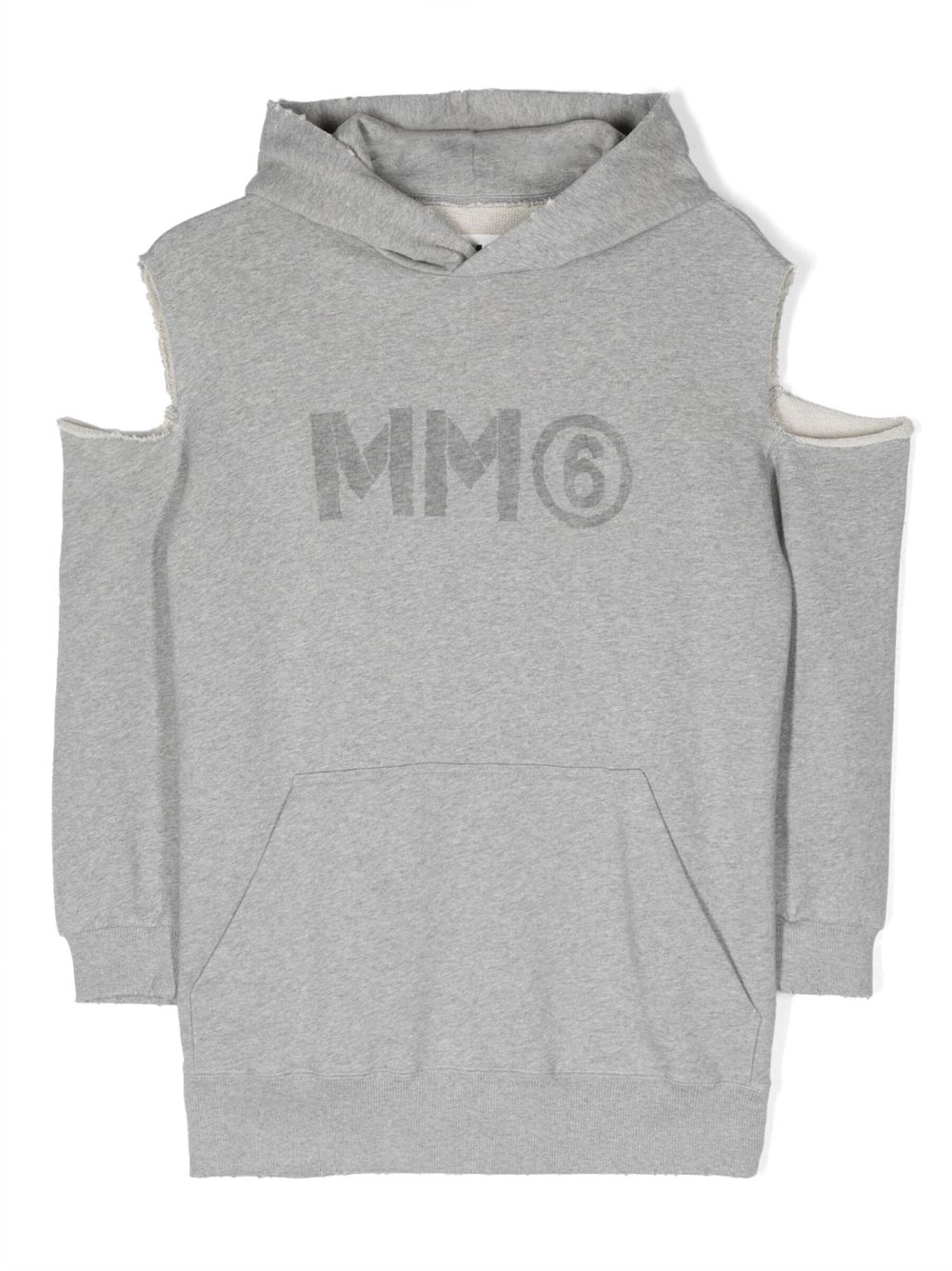 MM6 Maison Margiela Kids logo印花镂空连衣裙 - 灰色