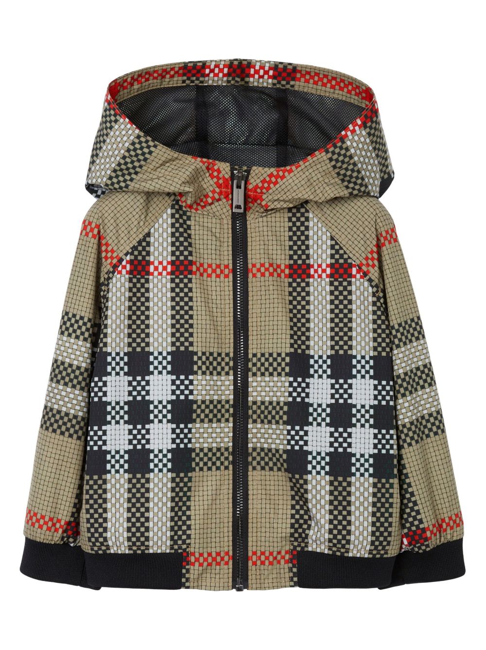 Burberry Kids 格纹连帽夹克 - 中性色