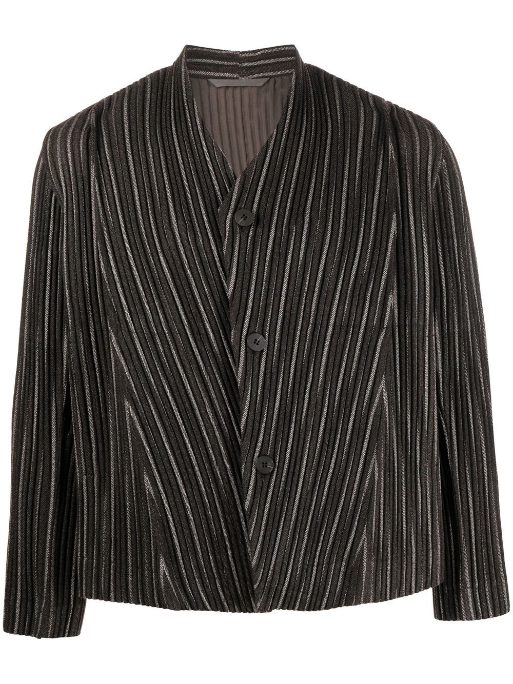 Homme Plissé Issey Miyake 单排扣褶饰西装夹克 - 绿色