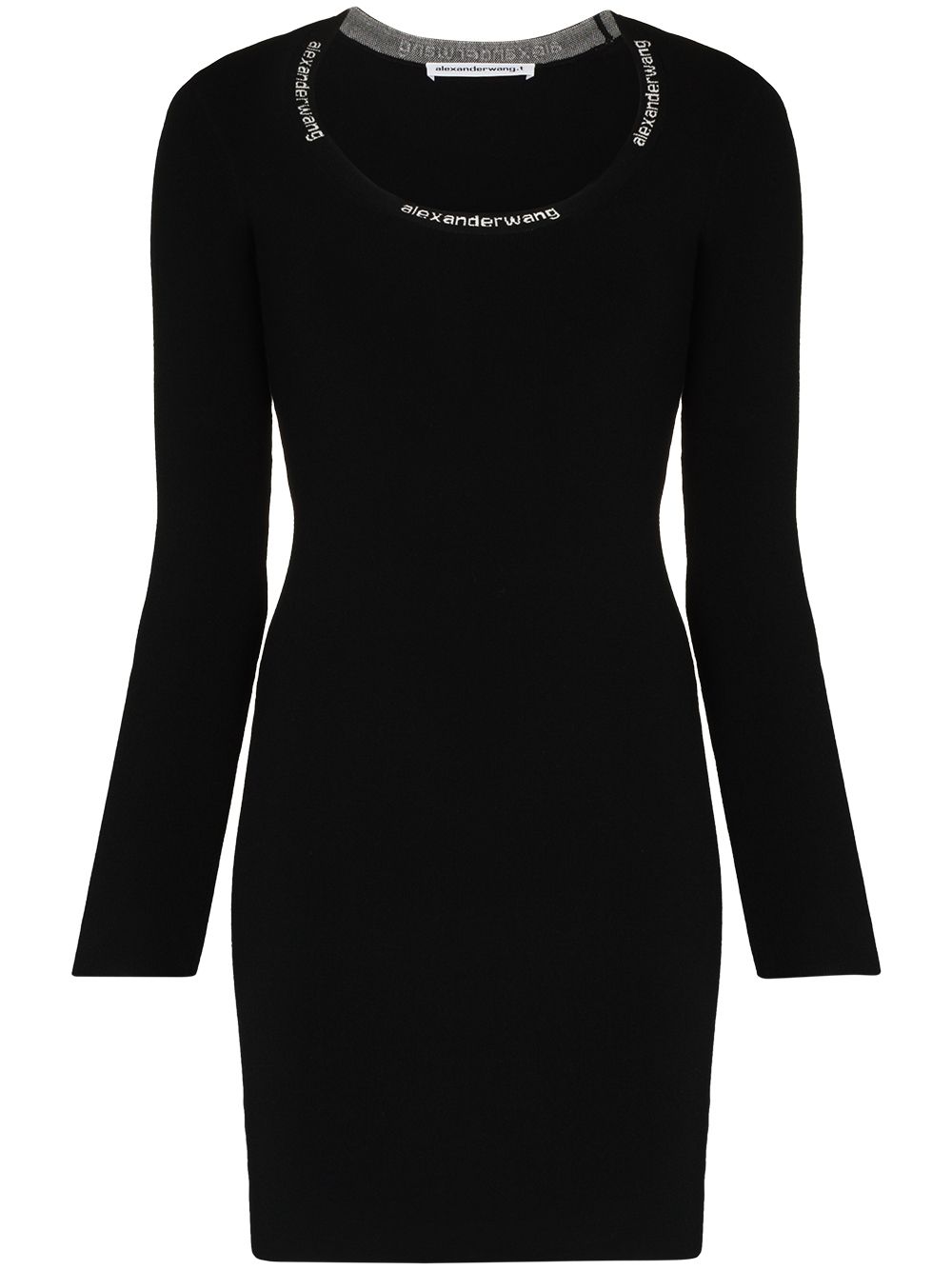 Alexander Wang logo边饰紧身迷你连衣裙 - 黑色