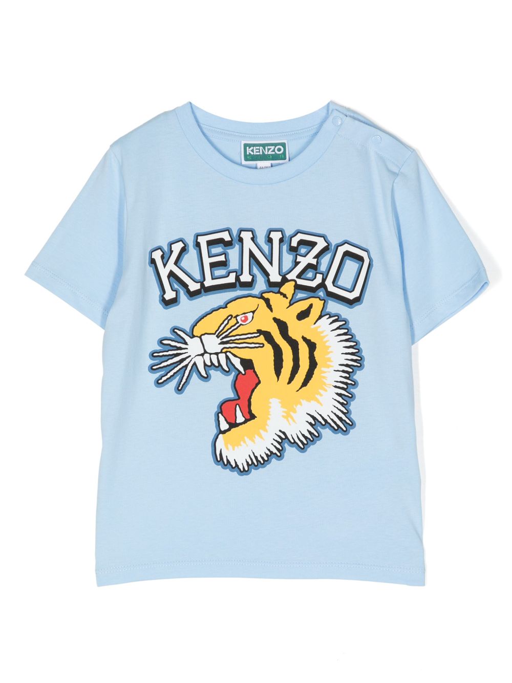 Kenzo Kids logo印花棉T恤 - 蓝色