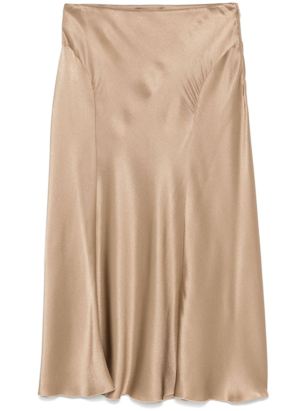 Alberta Ferretti 缎面中长半身裙 - 褐色