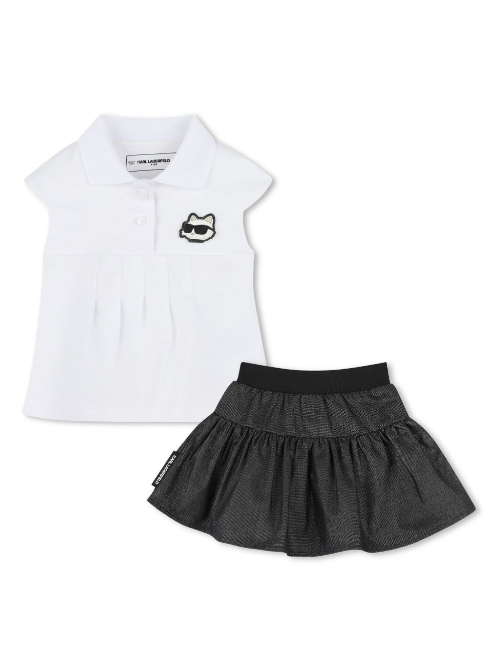 Karl Lagerfeld Kids 棉混纺半身裙（两件装) - 黑色