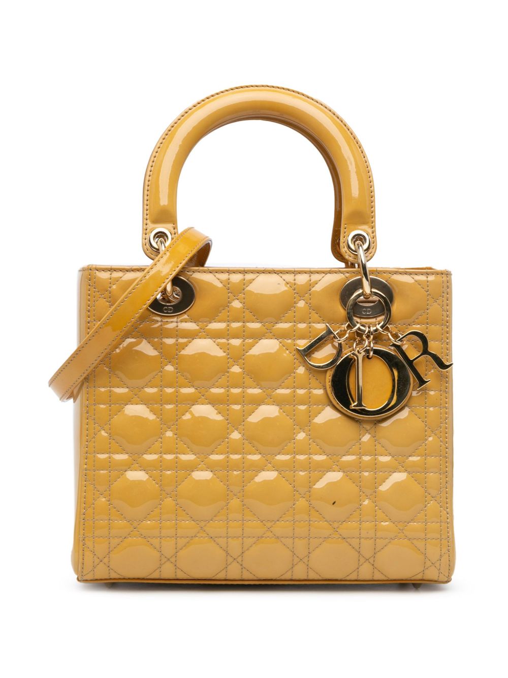 Christian Dior Pre-Owned 2012 Medium Patent Cannage Lady Dior satchel - 褐色