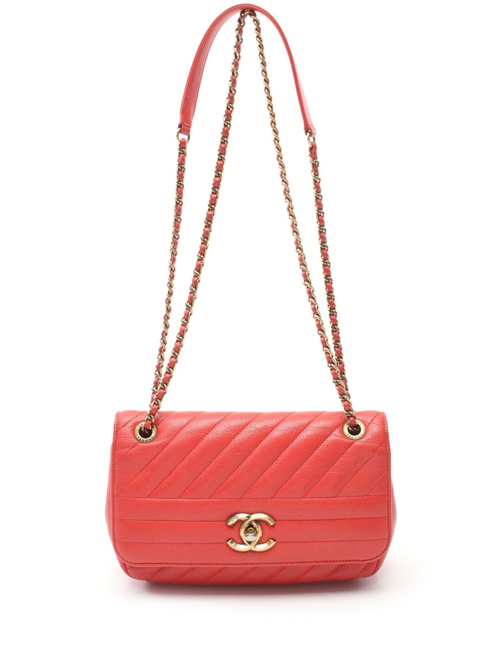 CHANEL Pre-Owned Chevron Bias 单肩包（2016-2017年典藏款） - 橘色