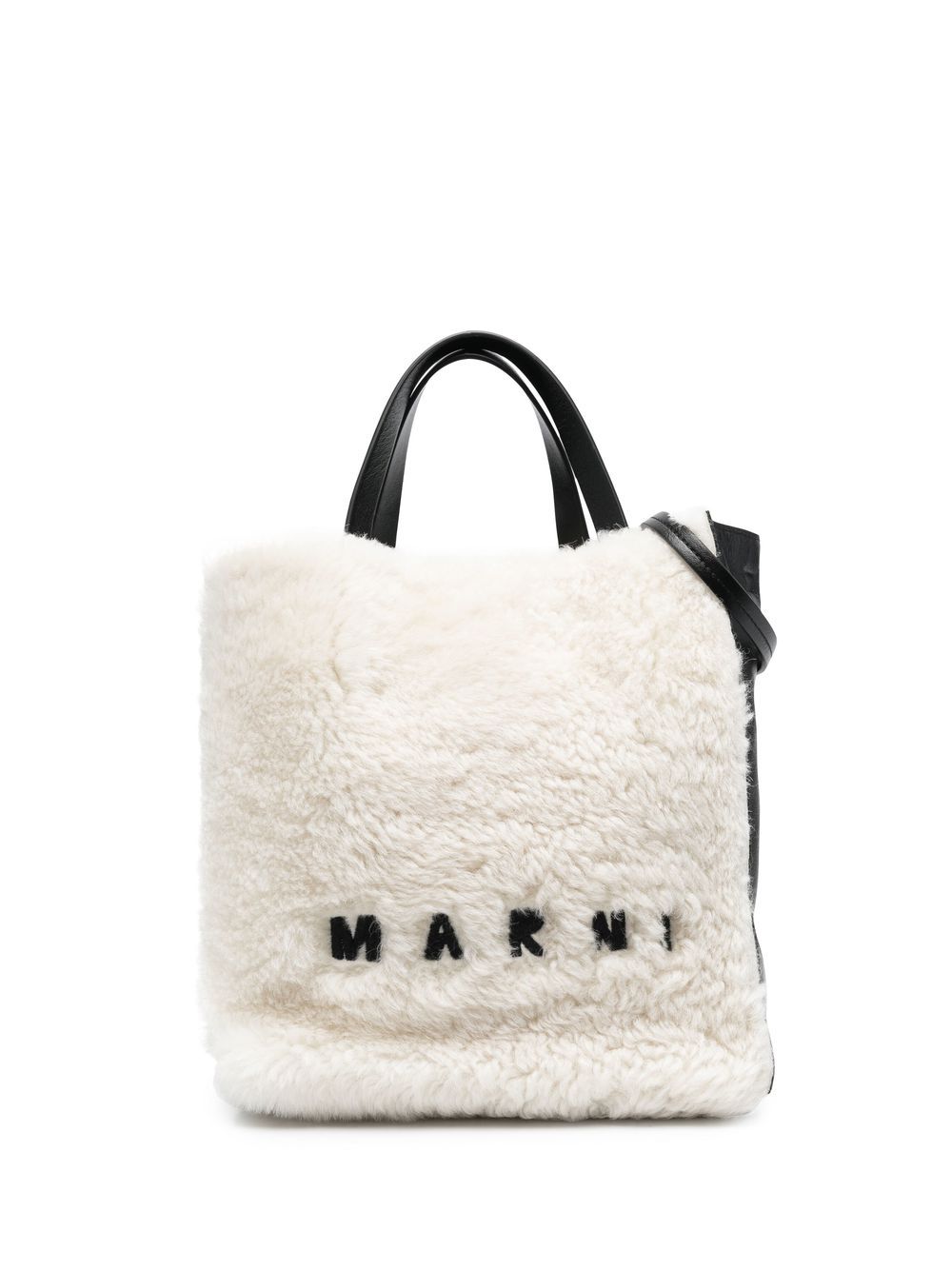 Marni Museo 皮毛一体托特包 - 白色