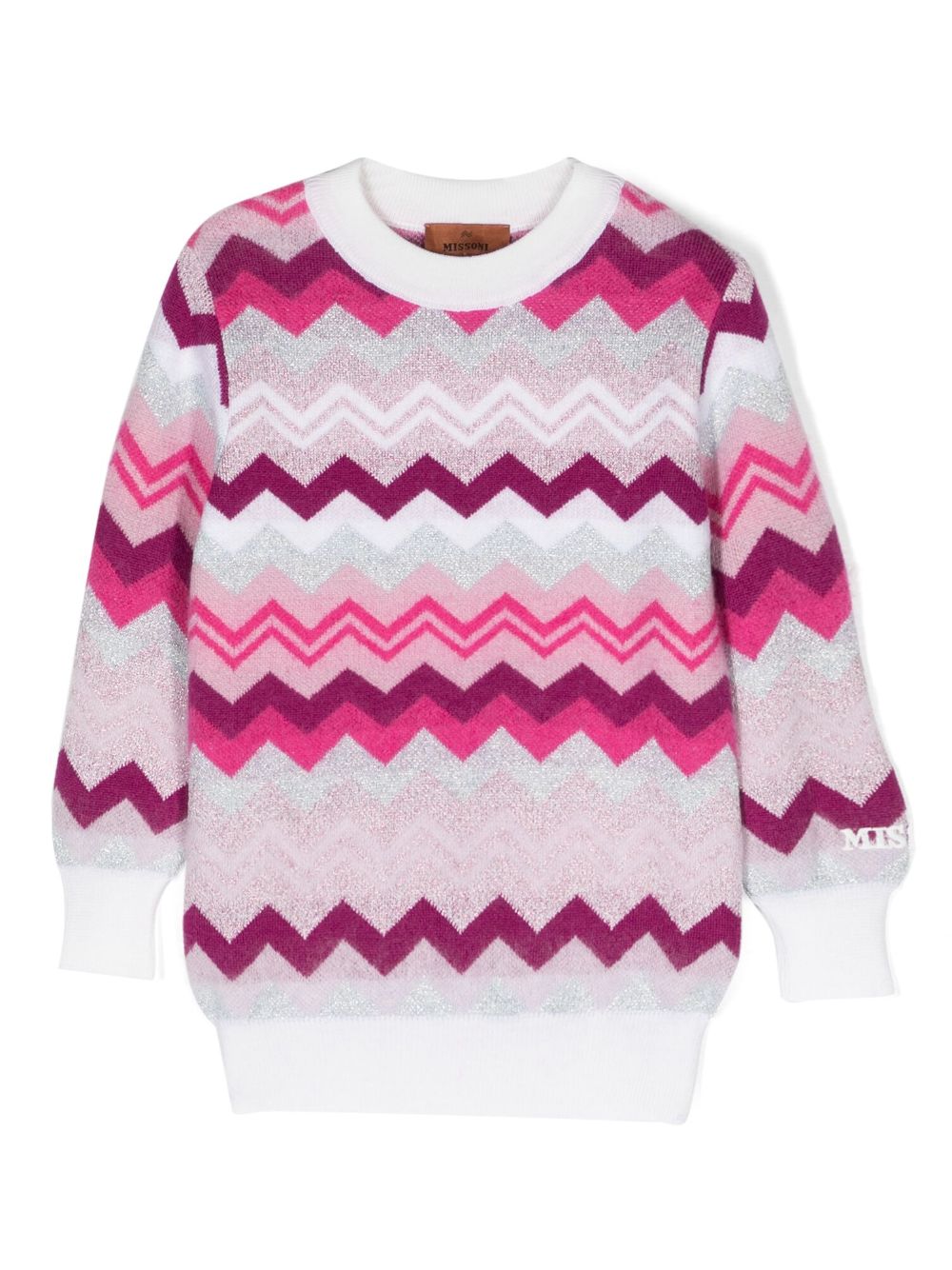 Missoni Kids 经典Z字形图案印花针织毛衣 - 粉色