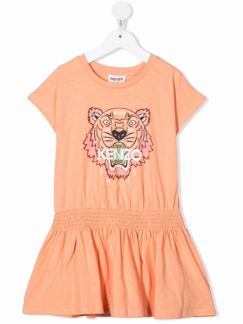 Kenzo Kids Tiger Head 图案连衣裙 - 橘色