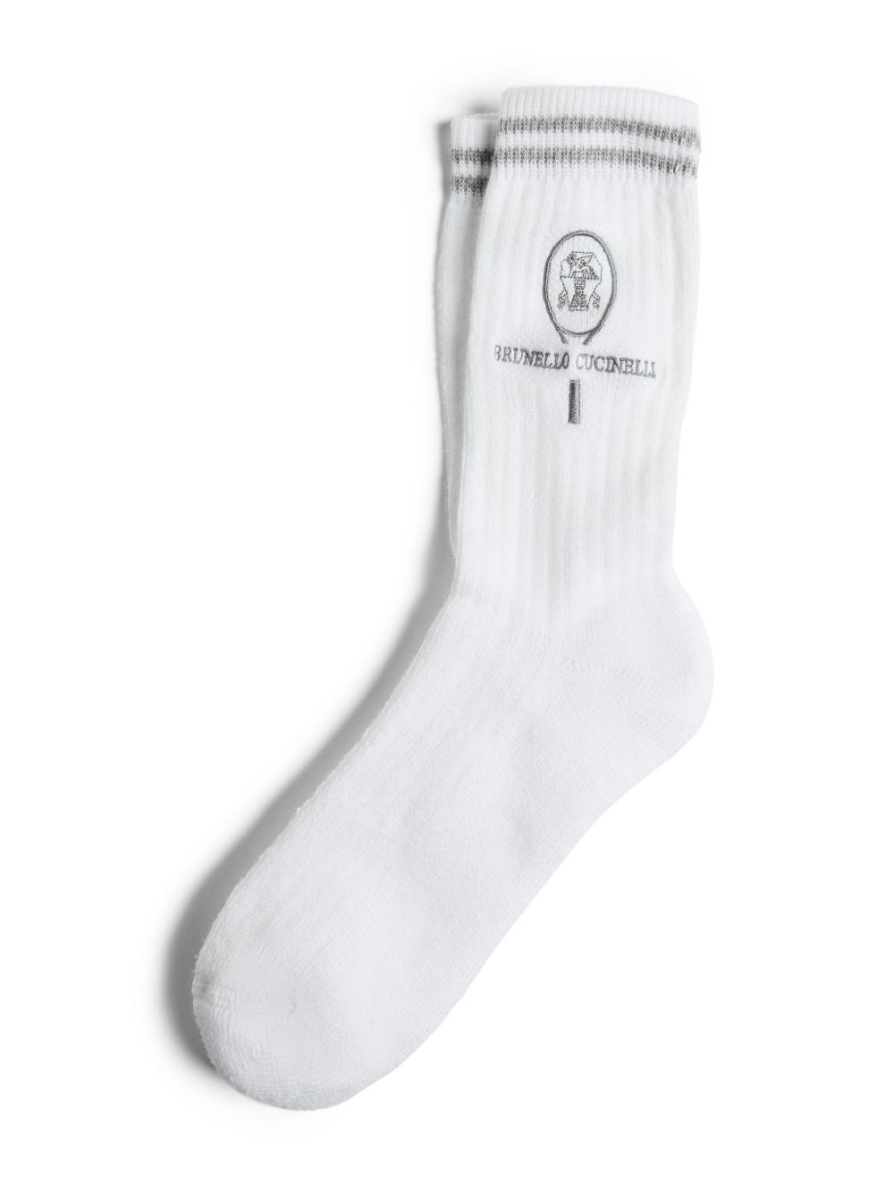 Brunello Cucinelli Kids Tennis logo针织袜 - 白色
