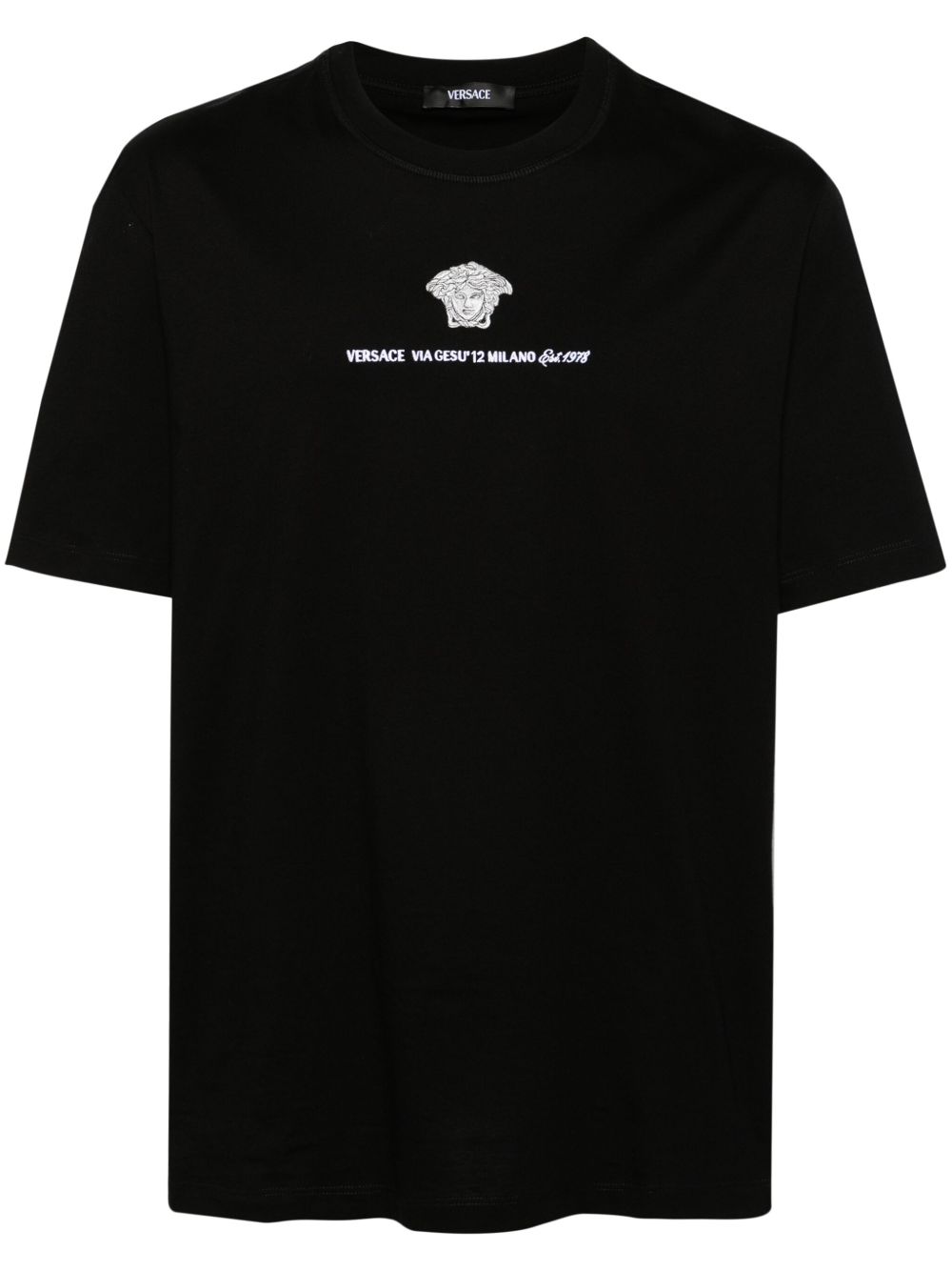 Versace Medusa Milano 刺绣T恤 - 黑色