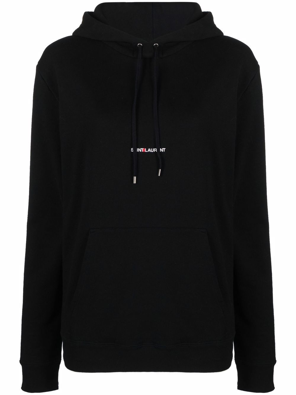 Saint Laurent logo印花连帽衫 - 黑色