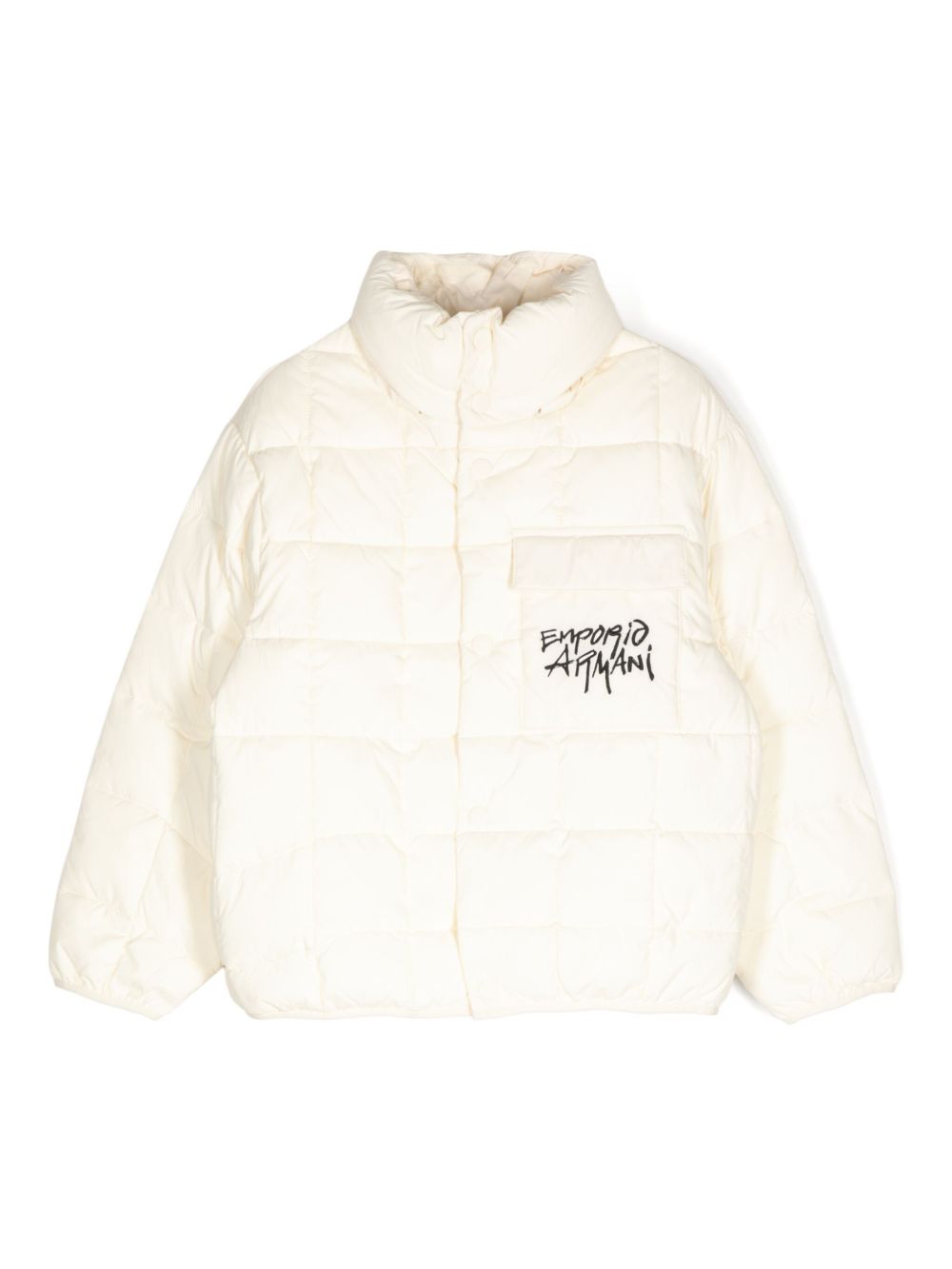 Emporio Armani Kids logo印花填充夹克 - 白色