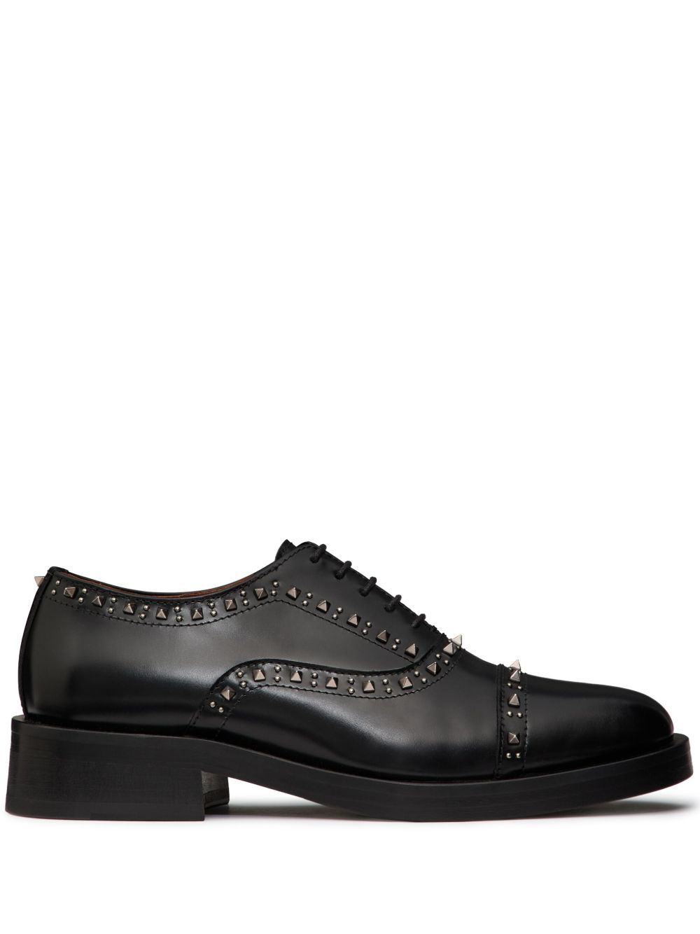 Valentino Garavani Rockstud 皮质布洛克鞋 - 黑色