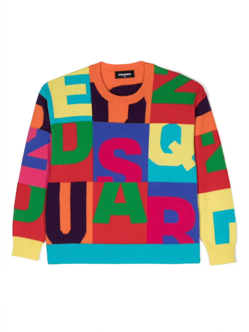 DSQUARED2 KIDS logo印花羊毛毛衣 - 蓝色