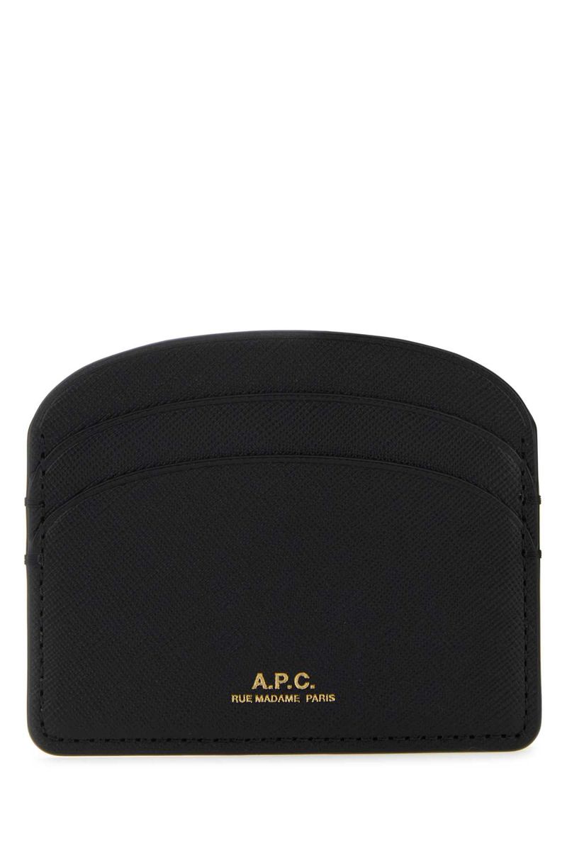 Woman'S Demi Lune Black Hammered Leather Cardholder