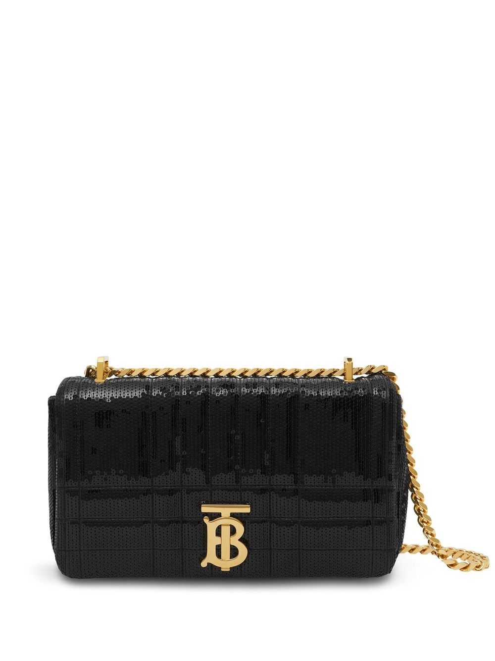 Burberry Lola 亮片绗缝小号单肩包 - 黑色