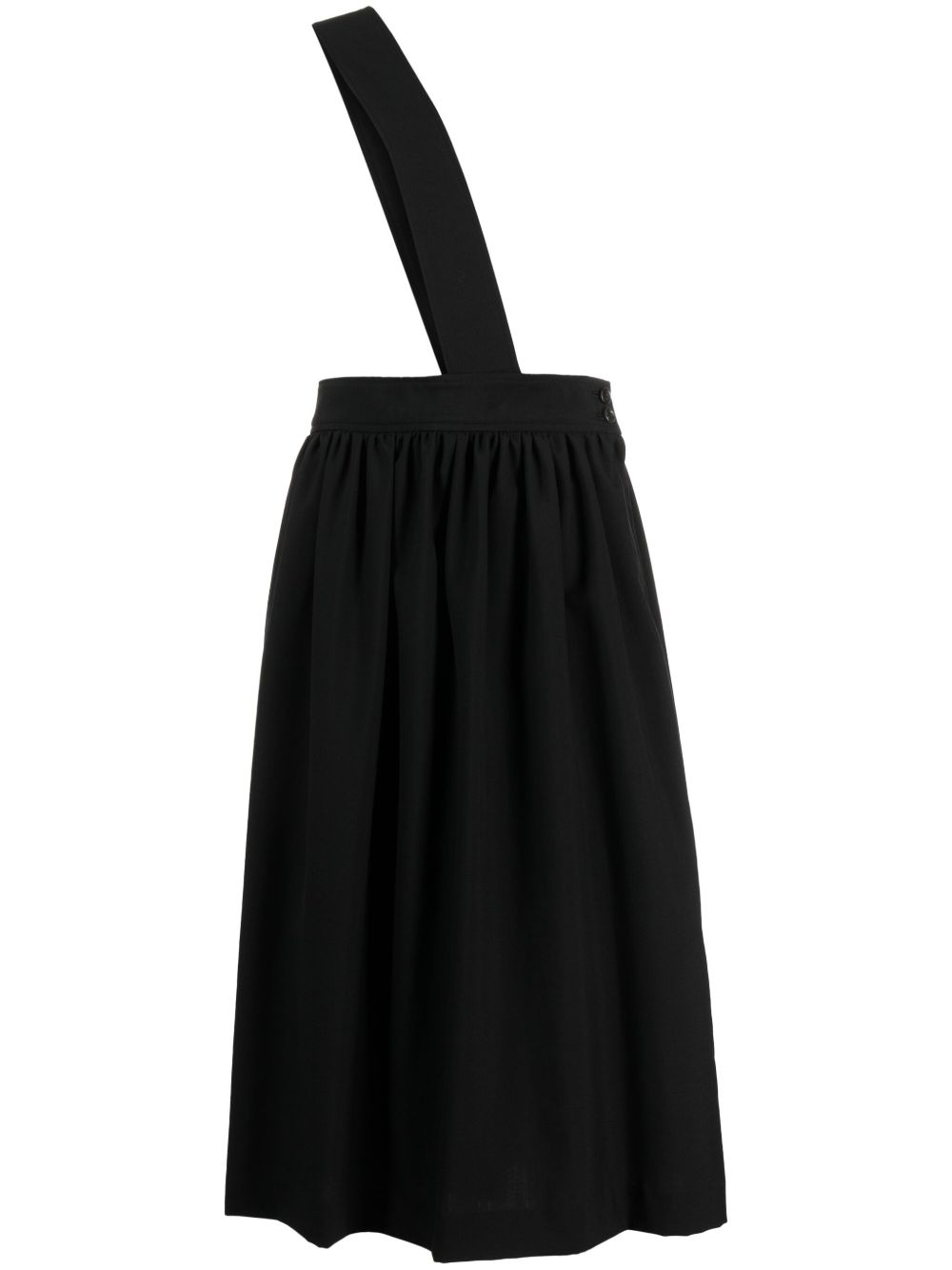 Black Comme Des Garçons crossover-strap wool midi skirt - 黑色