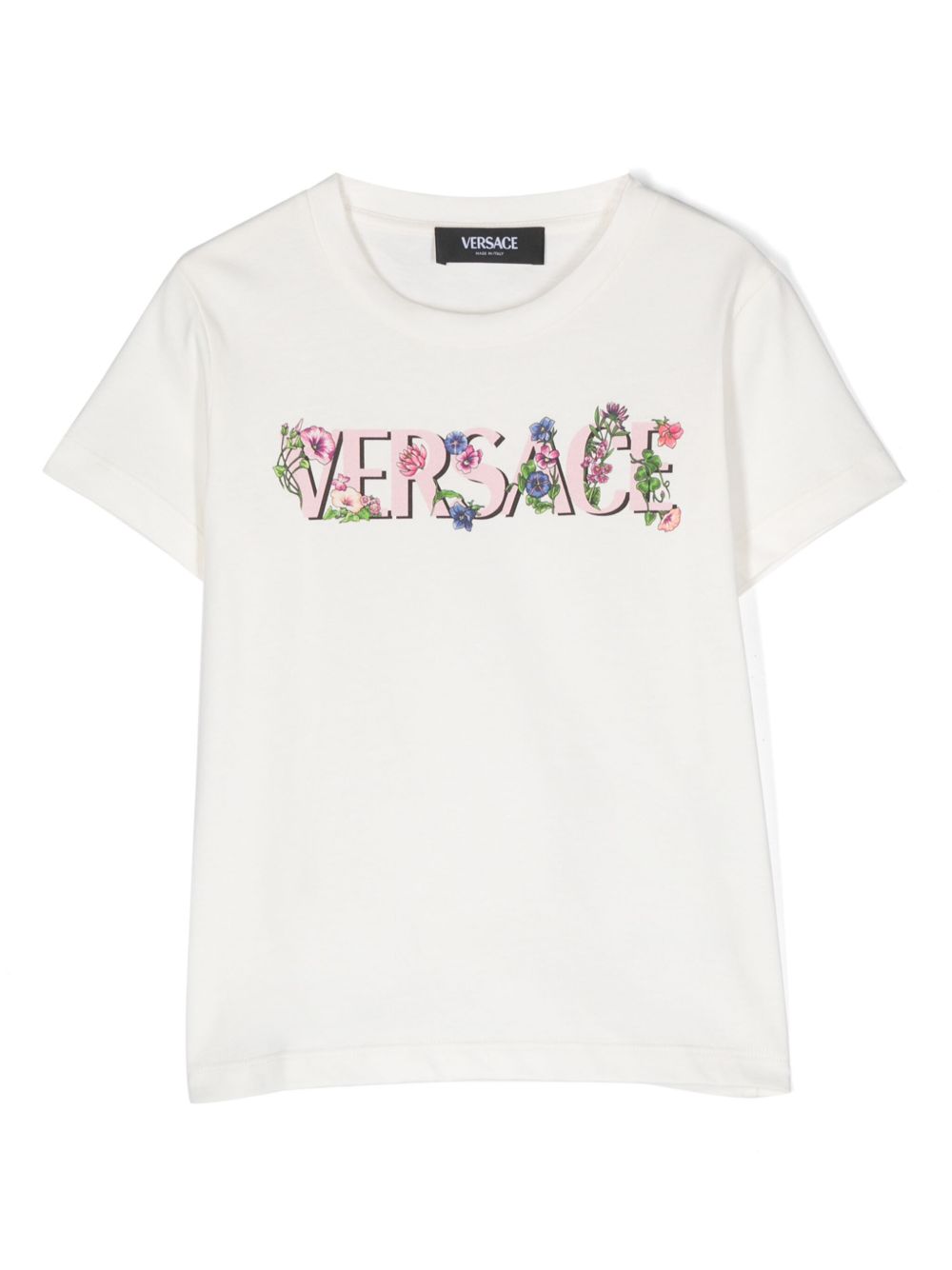 Versace Kids logo印花棉T恤 - 白色