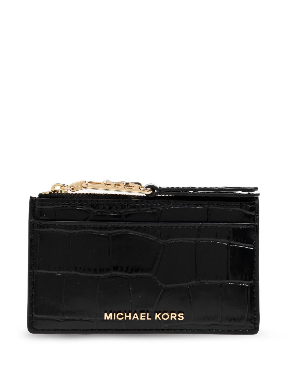 Michael Kors 仿鳄鱼纹压纹卡夹 - 黑色