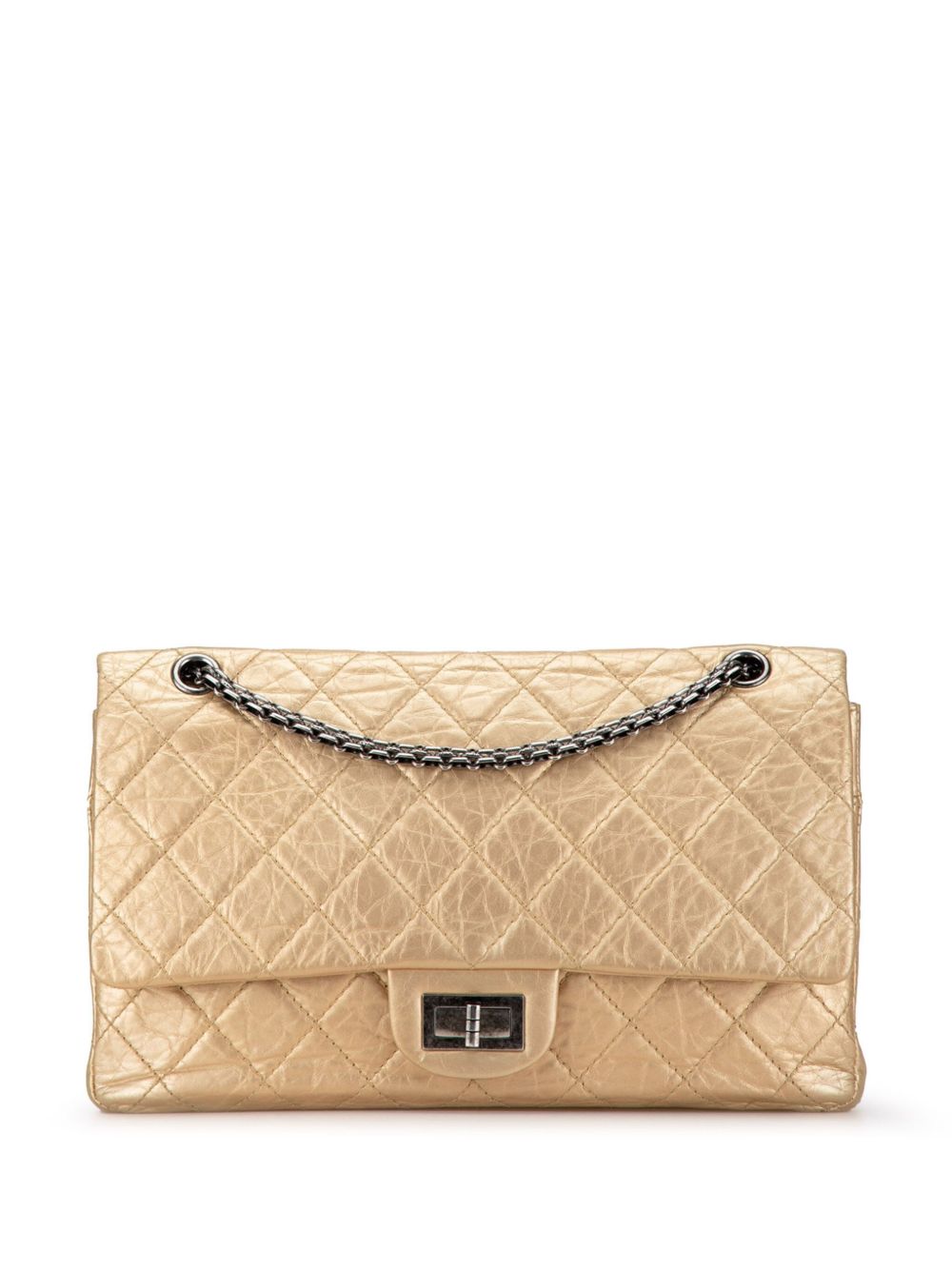CHANEL Pre-Owned Reissue 2.55 Double Flap 227 仿旧小牛皮单肩包（2008-2009年典藏款） - 金色