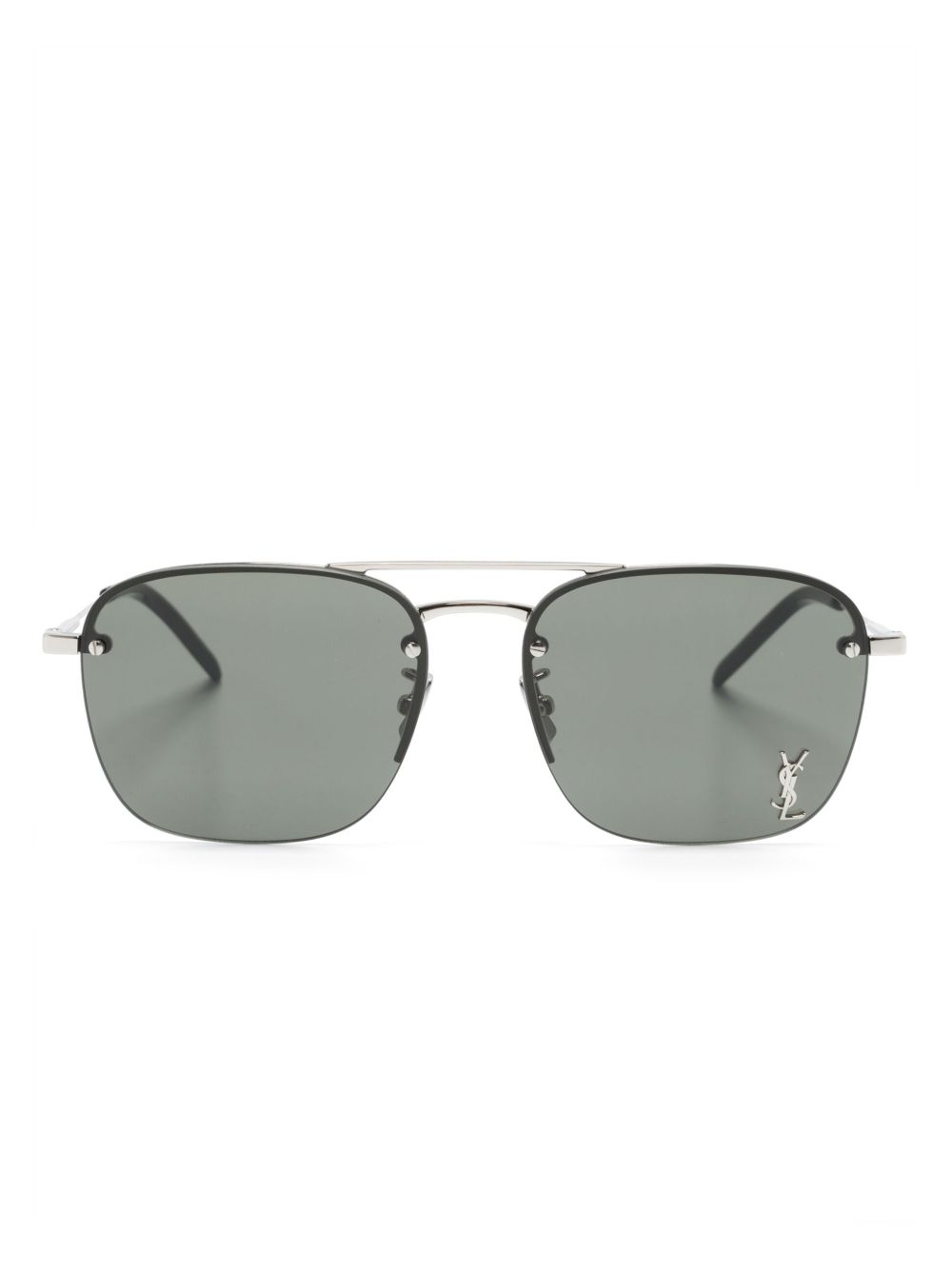Saint Laurent Eyewear logo标牌方框太阳眼镜 - 黑色