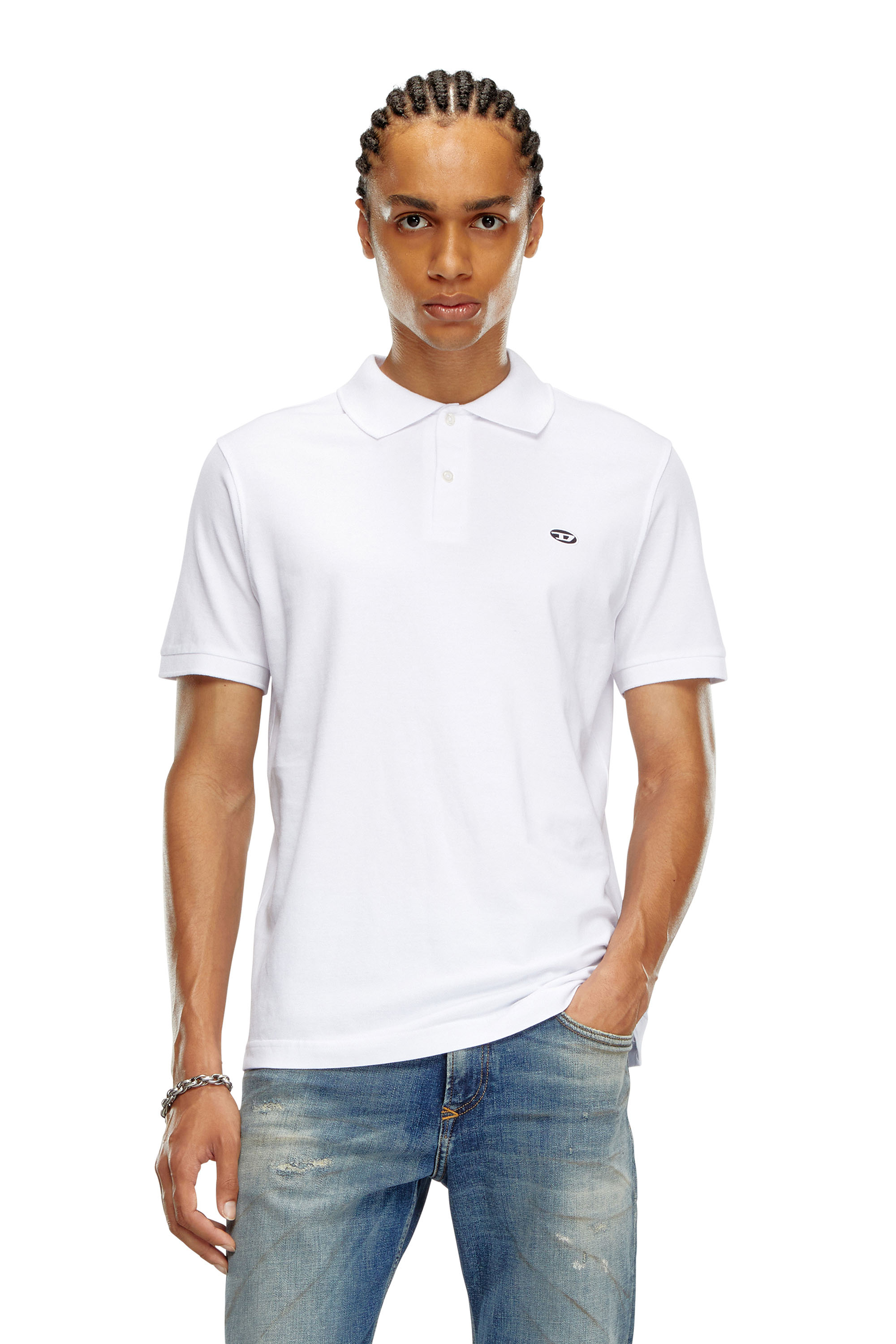 Diesel - Polo shirt with Oval D patch - Polos - Man - White