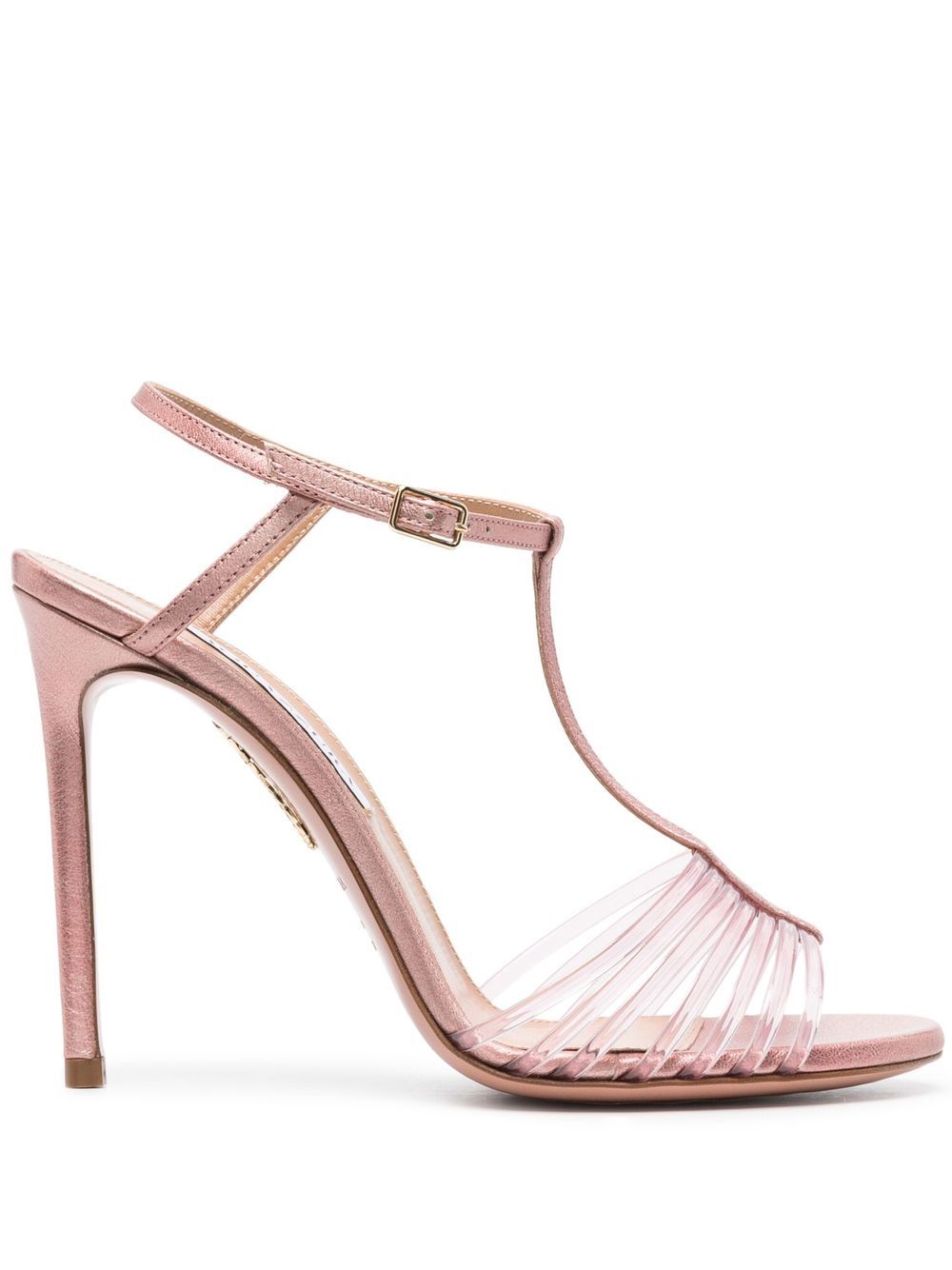 Aquazzura Amore Mio 高跟皮质凉鞋 - 粉色