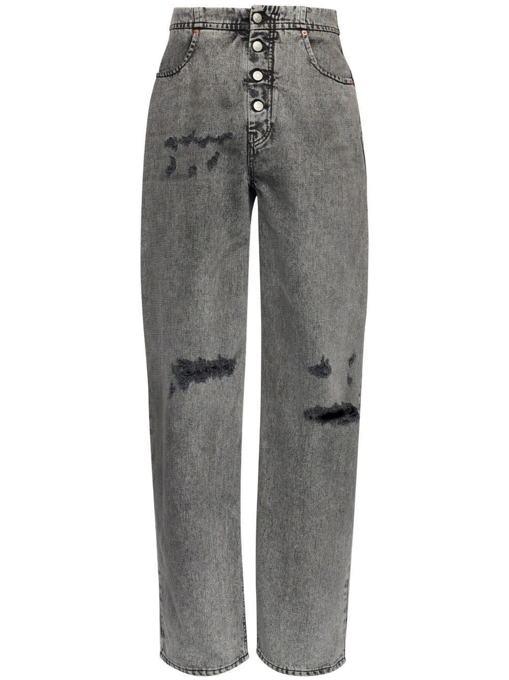 MM6 Maison Margiela 仿旧阔腿牛仔裤 - 黑色