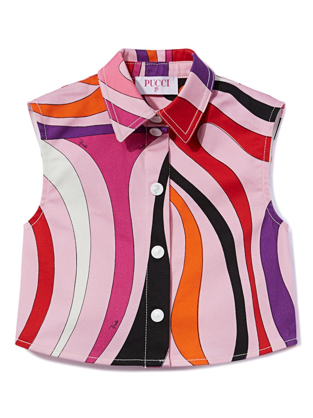 PUCCI Junior Marmo 印花无袖衬衫 - 粉色
